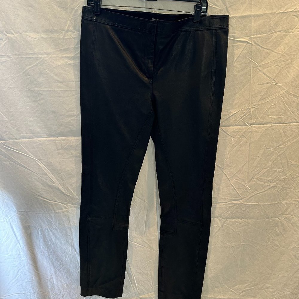Theory Black Leather Skinny Pants